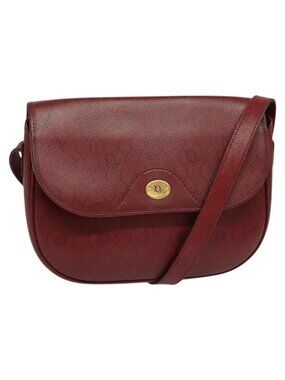 Authentic Christian Dior Honeycomb Canvas Shoulder Bag PVC Red Gold